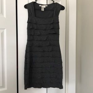 Charcoal gray, layered ruffles tank dress